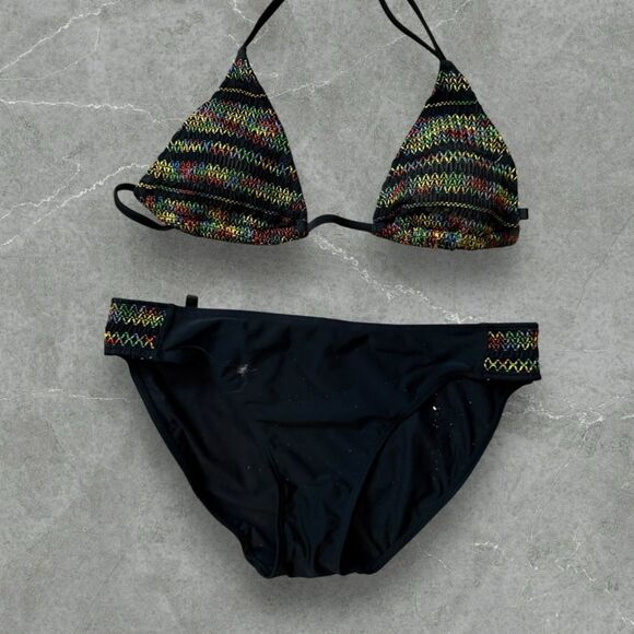OP‎ Black Embroidered Bikini Set - Picture 3 of 8